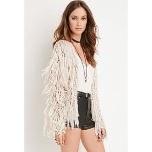 FOREVER 21 Shaggy Boho Chic Fringe Cardigan M